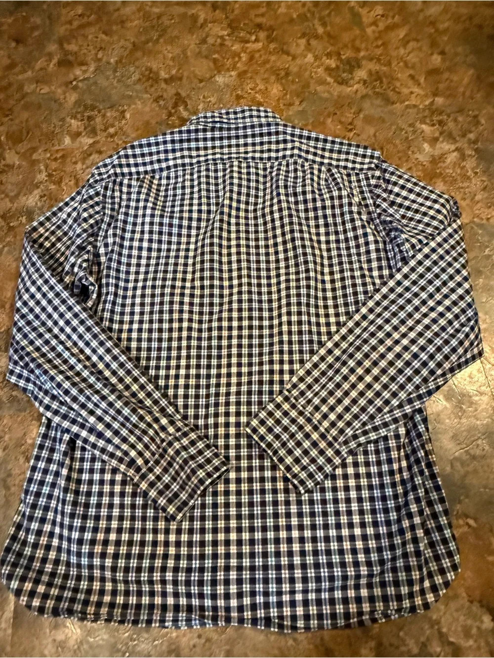J. Crew Navy and White Check Button-Down Shirt Men's Size Large Slim Untucked